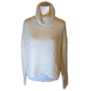Bobeau NWT winter white nubby knit cropped turtleneck sweater, long sleeve S